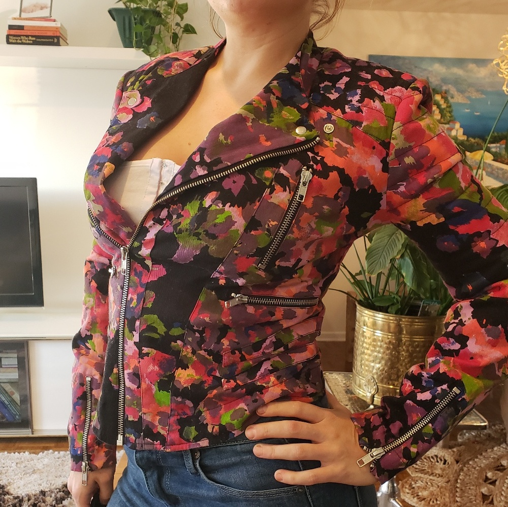 Floral Cotton  motorcycle jacket - Picture 2 of 9